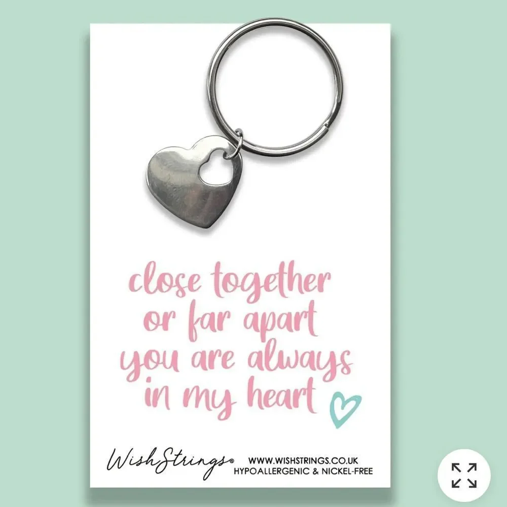 Wish Strings Always in my Heart - Heart Keyring on Keepsake Gift Card 💗